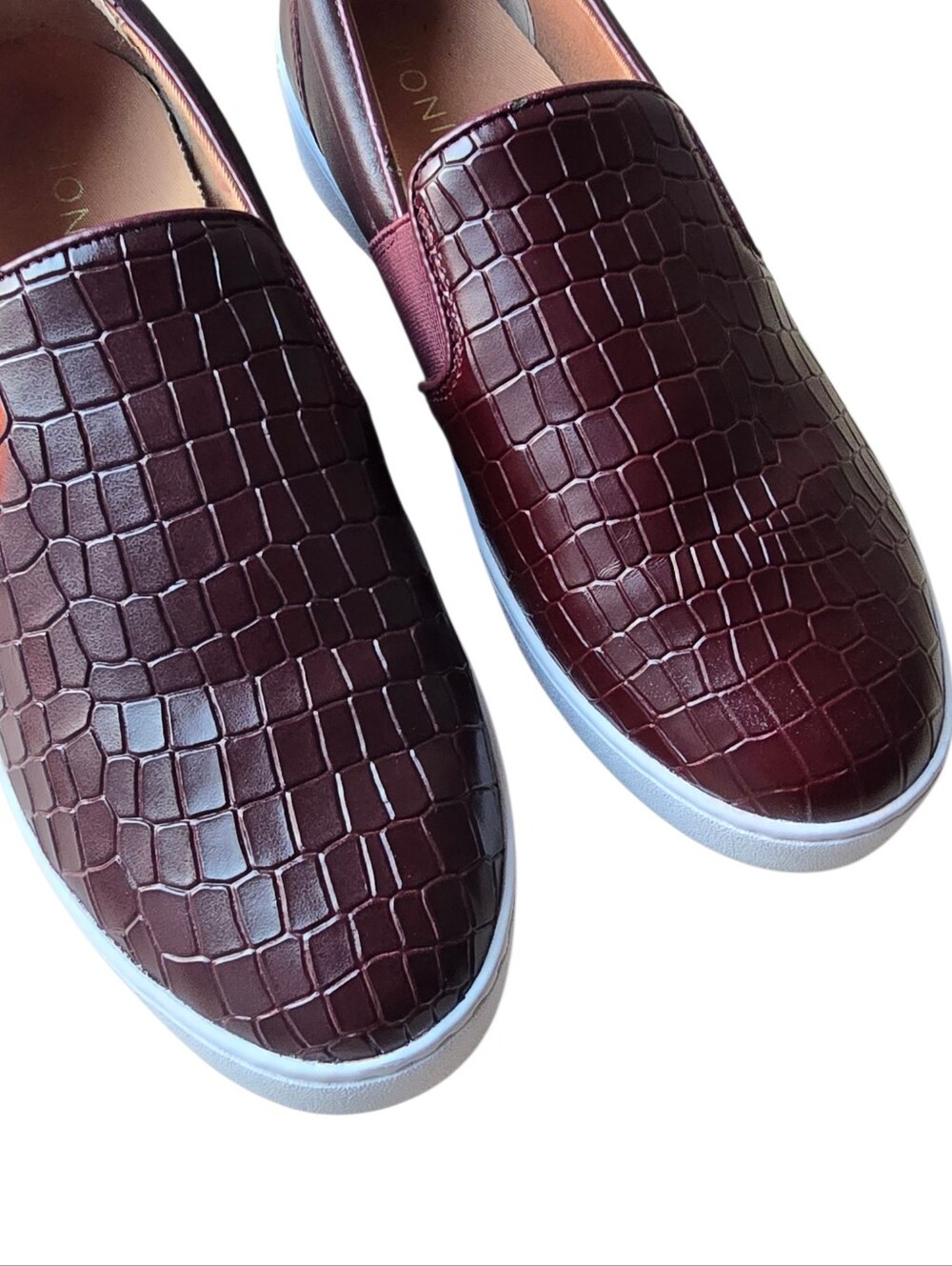 VIONIC SPLENDID DEMETRA CROC LEATHER SHOES WINE BROWN - Picture 4 of 14